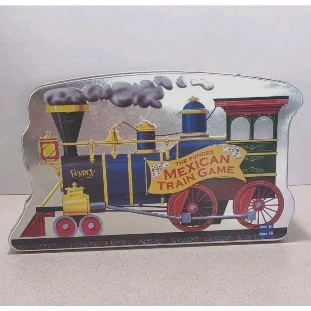 The Fundex Mexican Train Dominoes Game-Metal Tin w/Sound 2002 Tested No Manual